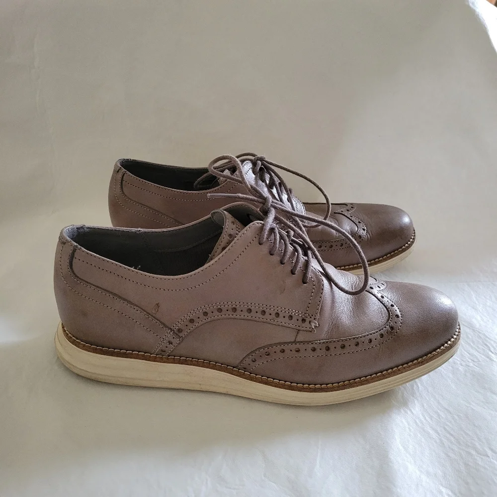 COLE HAAN Zerogrand Wingtip Gray Blue Leather Lace Up Oxford Size 10 wide